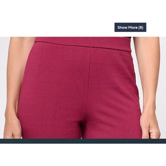 Isaac Mizrahi Live! Printed Ponte Baby Bootcut Ankle Pant Sangria 2X A609778 - Picture 2 of 2